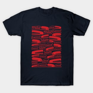 Funny Office Space Red Stapler Pattern T-Shirt